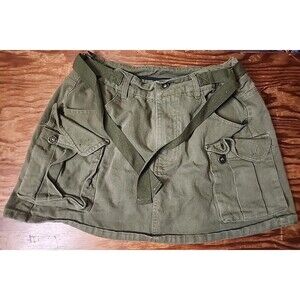 Women’s M Green Denim Skort Cargo Skirt Shorts 100% Cotton Lined
